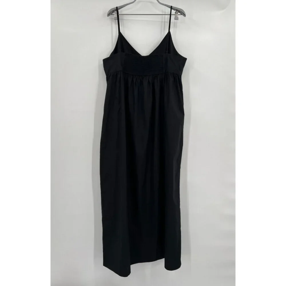 Quince Women's Black Organic Cotton Sleeveless Maxi Dress sz XS NWT Pockets - Picture 7 of 7